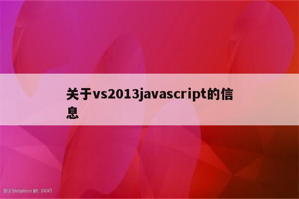 关于vs2013javascript的信息