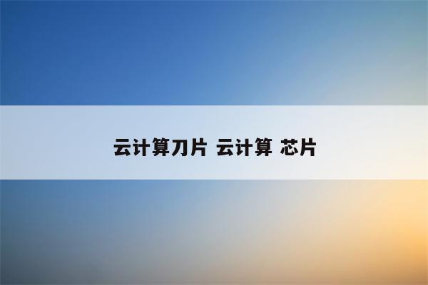 云计算刀片 云计算 芯片