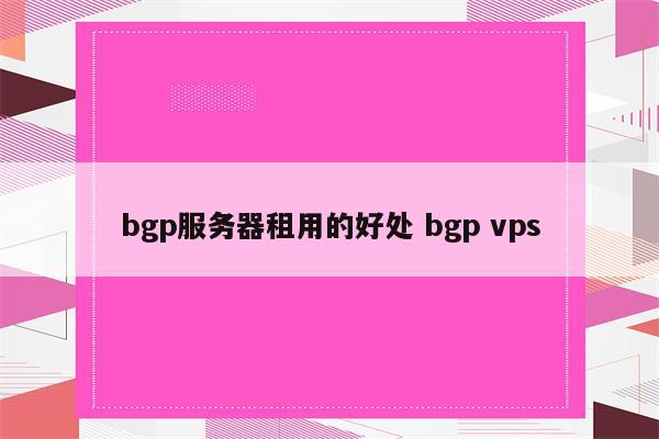bgp服务器租用的好处 bgp vps