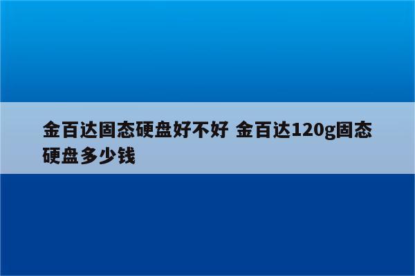 金百达固态硬盘好不好 金百达120g固态硬盘多少钱