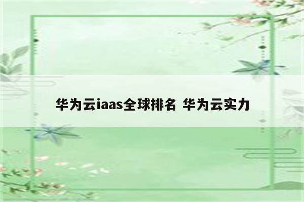 华为云iaas全球排名 华为云实力