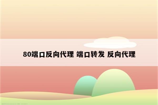80端口反向代理 端口转发 反向代理