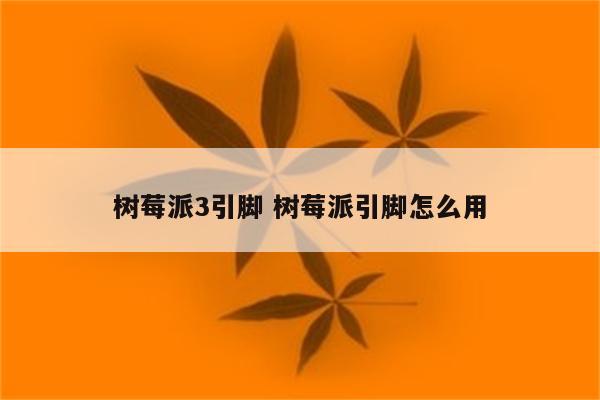 树莓派3引脚 树莓派引脚怎么用