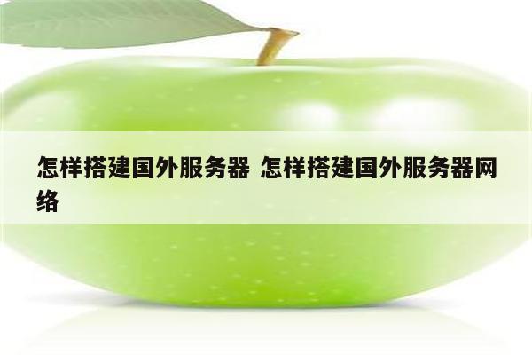 怎样搭建国外服务器 怎样搭建国外服务器网络