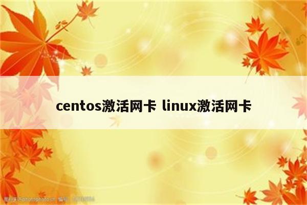 centos激活网卡 linux激活网卡