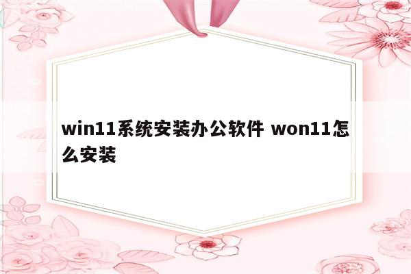 win11系统安装办公软件 won11怎么安装