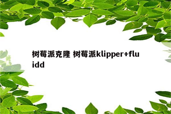 树莓派克隆 树莓派klipper+fluidd
