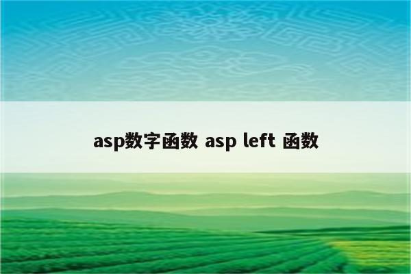 asp数字函数 asp left 函数