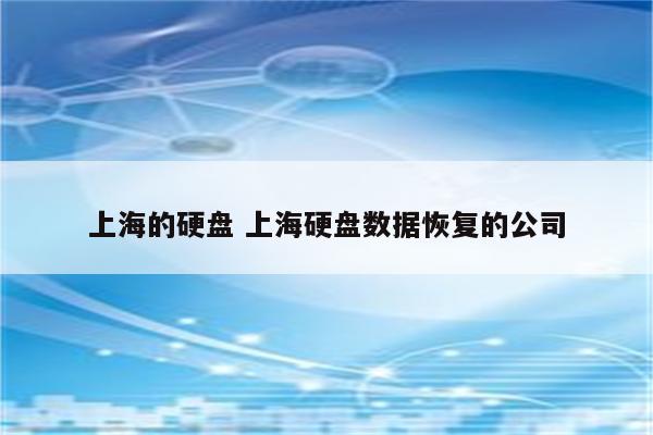 上海的硬盘 上海硬盘数据恢复的公司