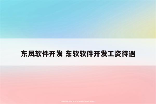 东凤软件开发 东软软件开发工资待遇