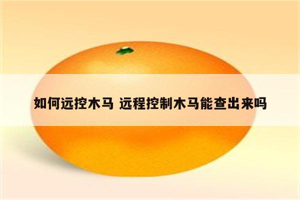 如何远控木马 远程控制木马能查出来吗