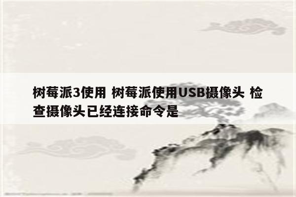 树莓派3使用 树莓派使用USB摄像头 检查摄像头已经连接命令是