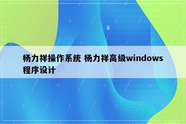 杨力祥操作系统 杨力祥高级windows程序设计