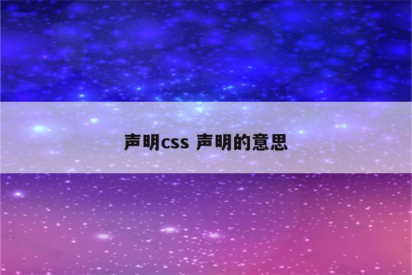 声明css 声明的意思
