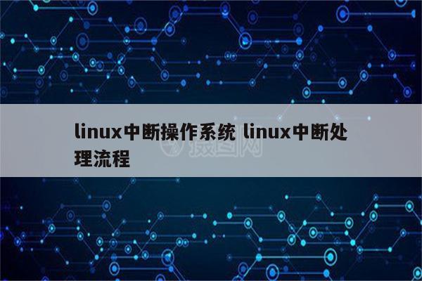 linux中断操作系统 linux中断处理流程