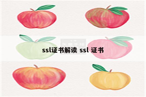 ssl证书解读 ssl 证书