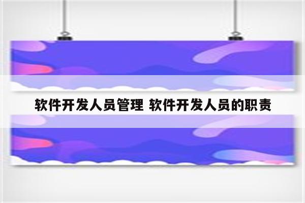 软件开发人员管理 软件开发人员的职责