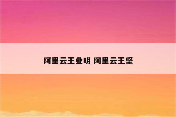 阿里云王业明 阿里云王坚