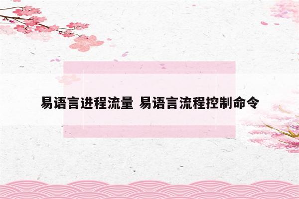 易语言进程流量 易语言流程控制命令