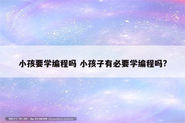 小孩要学编程吗 小孩子有必要学编程吗?