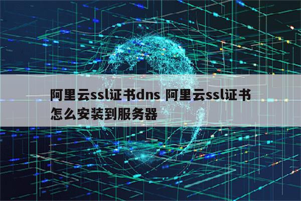 阿里云ssl证书dns 阿里云ssl证书怎么安装到服务器