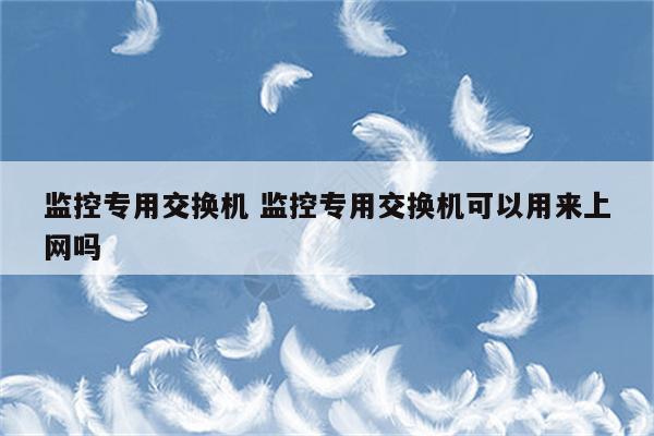 监控专用交换机 监控专用交换机可以用来上网吗
