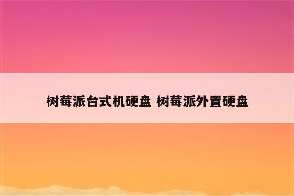 树莓派台式机硬盘 树莓派外置硬盘