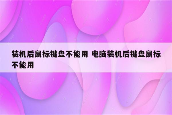 装机后鼠标键盘不能用 电脑装机后键盘鼠标不能用