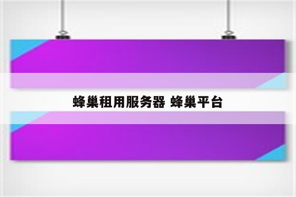 蜂巢租用服务器 蜂巢平台