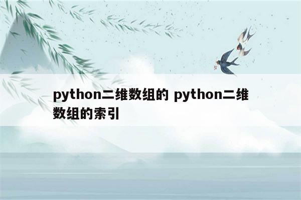python二维数组的 python二维数组的索引