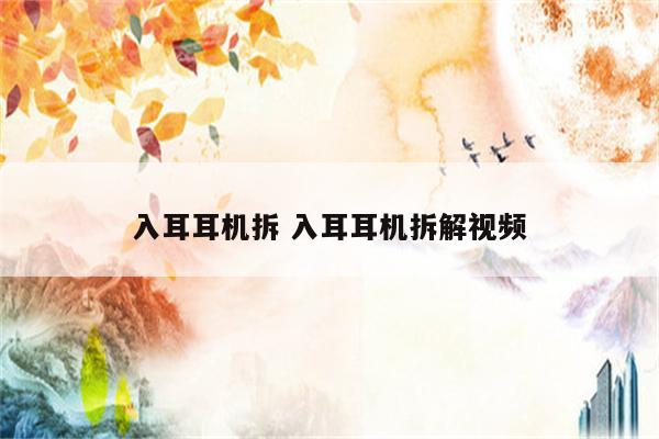 入耳耳机拆 入耳耳机拆解视频