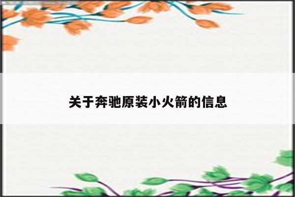 关于奔驰原装小火箭的信息