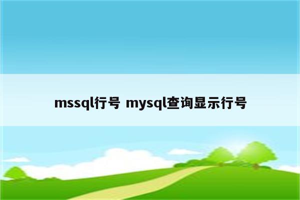 mssql行号 mysql查询显示行号