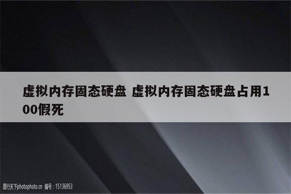 虚拟内存固态硬盘 虚拟内存固态硬盘占用100假死