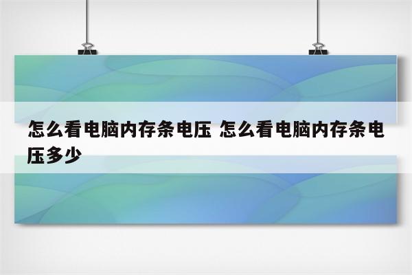 怎么看电脑内存条电压 怎么看电脑内存条电压多少