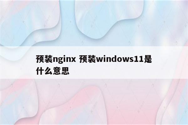 预装nginx 预装windows11是什么意思