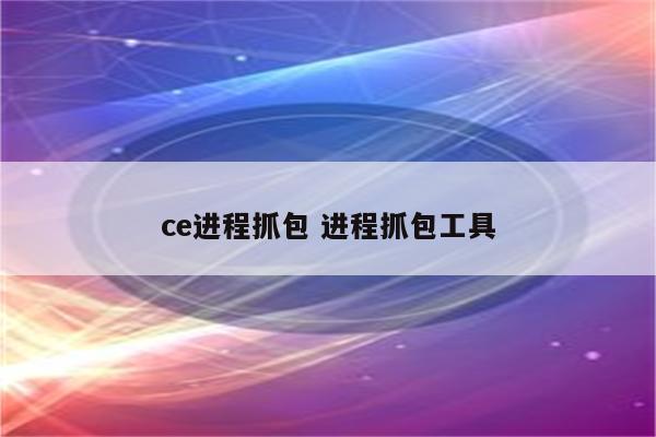 ce进程抓包 进程抓包工具