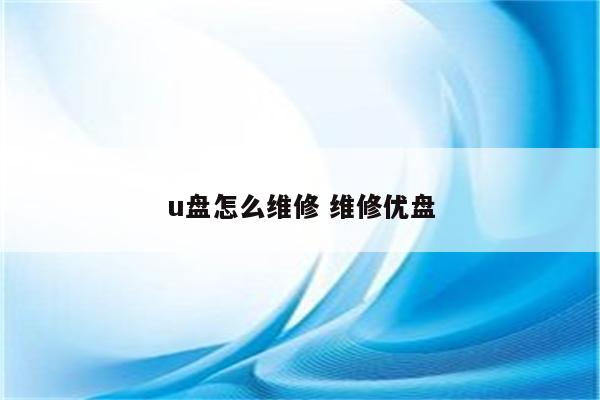 u盘怎么维修 维修优盘
