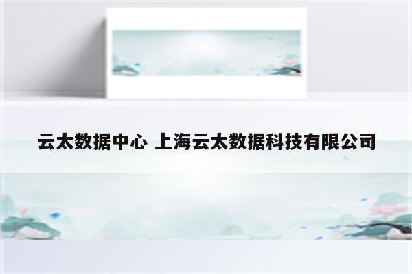 云太数据中心 上海云太数据科技有限公司
