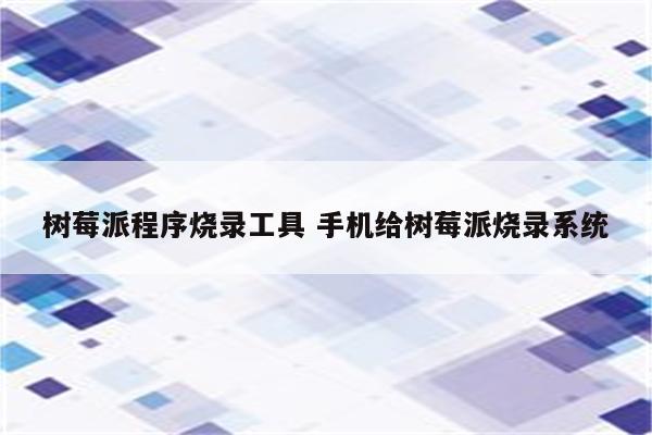 树莓派程序烧录工具 手机给树莓派烧录系统