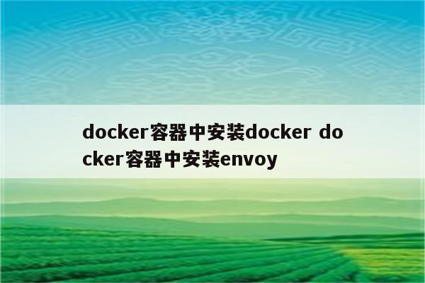 docker容器中安装docker docker容器中安装envoy