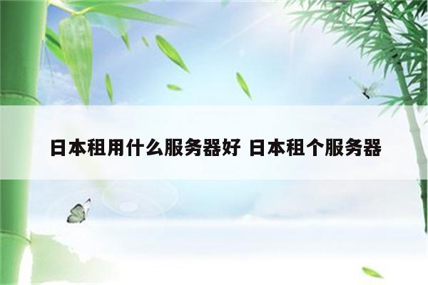 日本租用什么服务器好 日本租个服务器