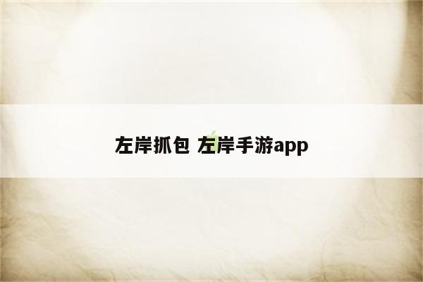 左岸抓包 左岸手游app
