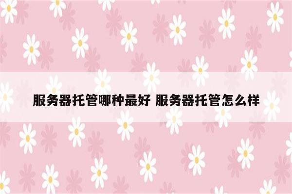 服务器托管哪种最好 服务器托管怎么样