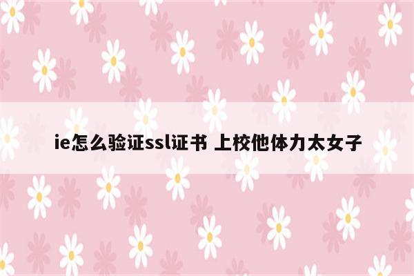 ie怎么验证ssl证书 上校他体力太女子
