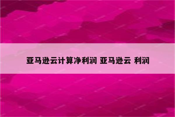 亚马逊云计算净利润 亚马逊云 利润