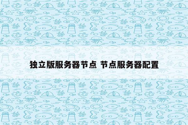 独立版服务器节点 节点服务器配置