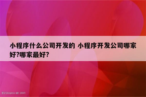 小程序什么公司开发的 小程序开发公司哪家好?哪家最好?