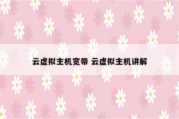 云虚拟主机宽带 云虚拟主机讲解