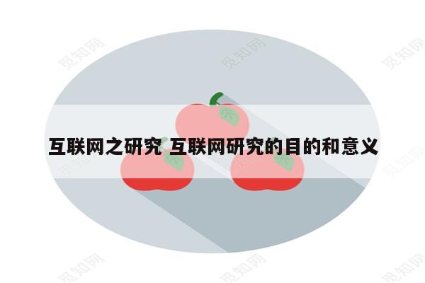互联网之研究 互联网研究的目的和意义